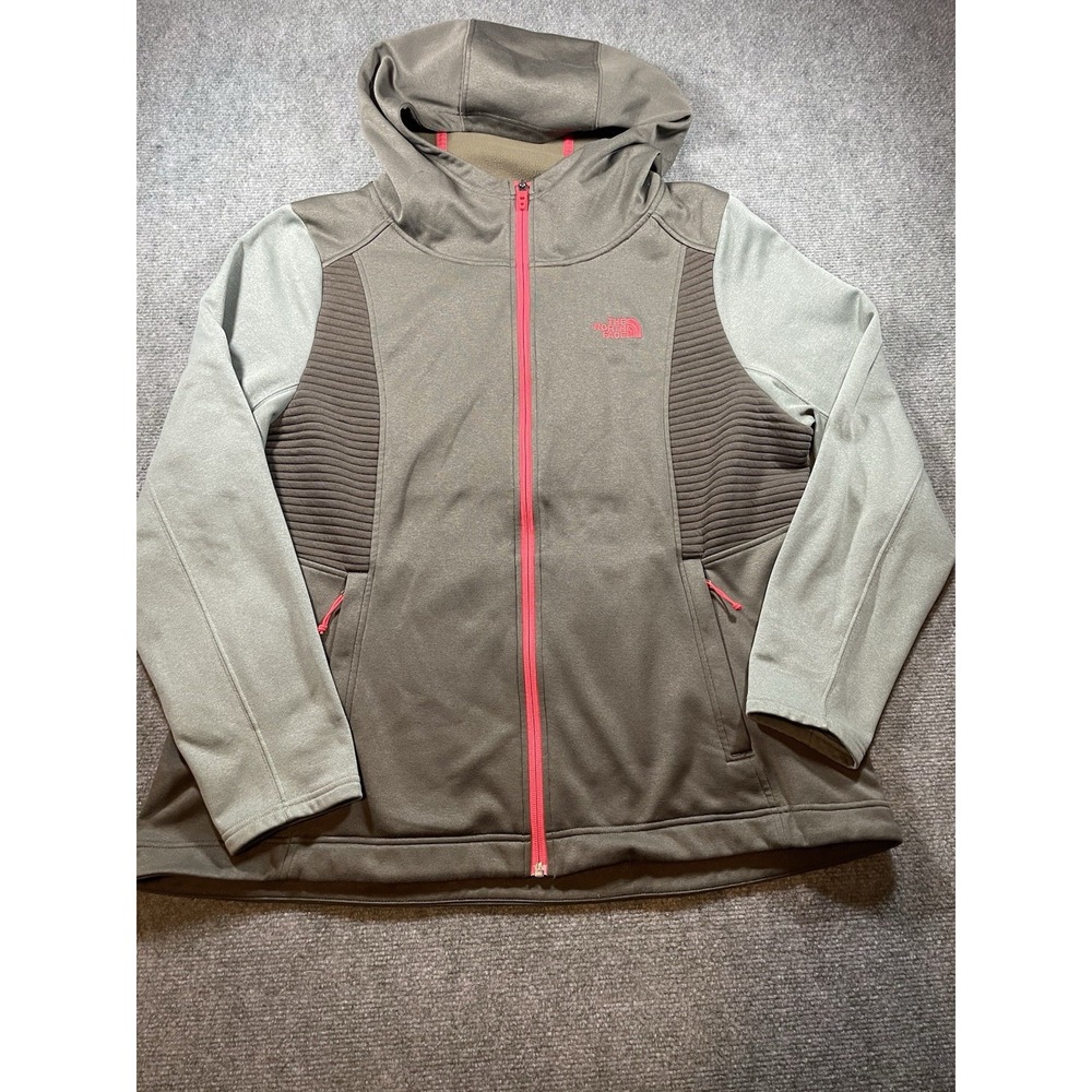 The North Face Women's Green  & Neon Hoodie Full Zipper Hooded Jacket Logo XXL